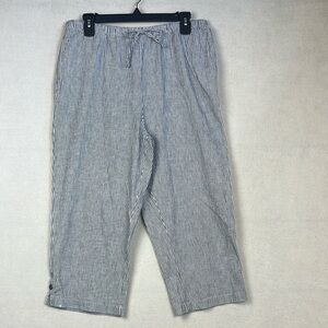 Christopher & Banks Linen Blend Pull On Size Medium Cropped Wide Leg Pants